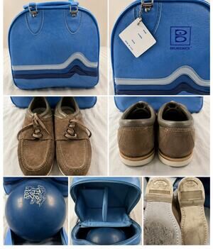 Vintage Brunswick Bowling Ball Bag Ball Hush Puppies Shoes Size 9 Set
